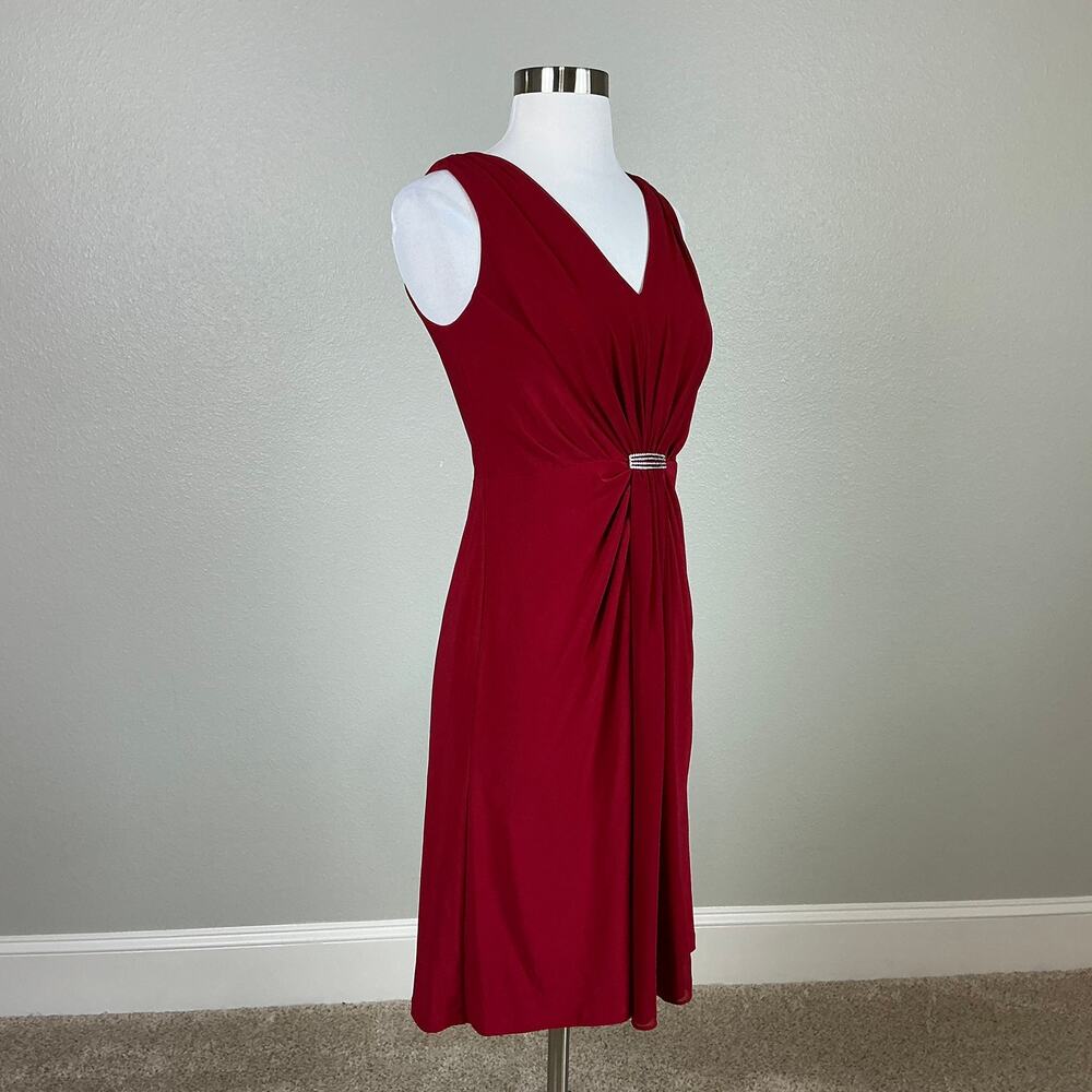 Ralph Lauren Embellished Chiffon Sleeveless A-Line Cocktail Dress Red Size 6P - Picture 3 of 12